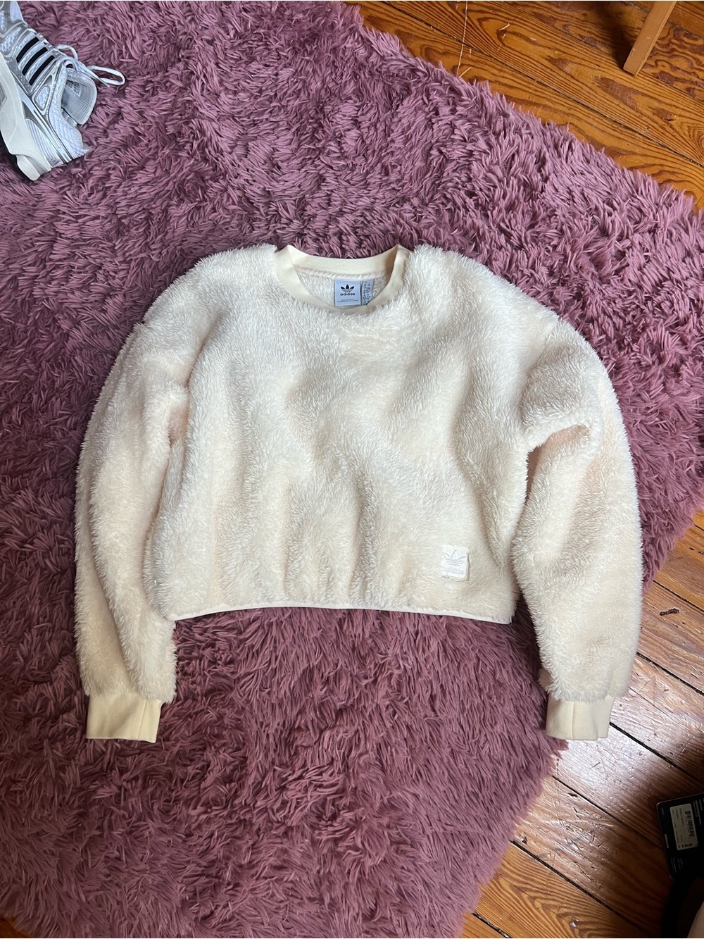 adidas Cream Plush Crewneck Sweater